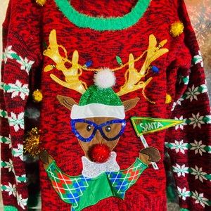 Ugly Christmas Sweater - Reindeer Cheerleader